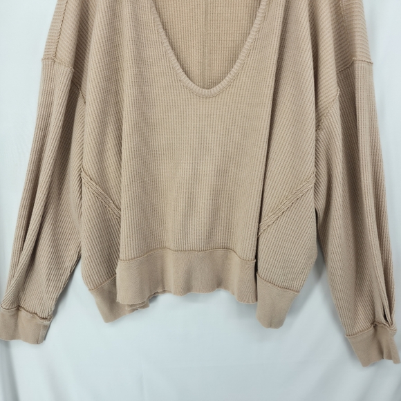 Free People We The Free Buttercup Thermal Top Windswept Leaves Oversized Small - Picture 6 of 15